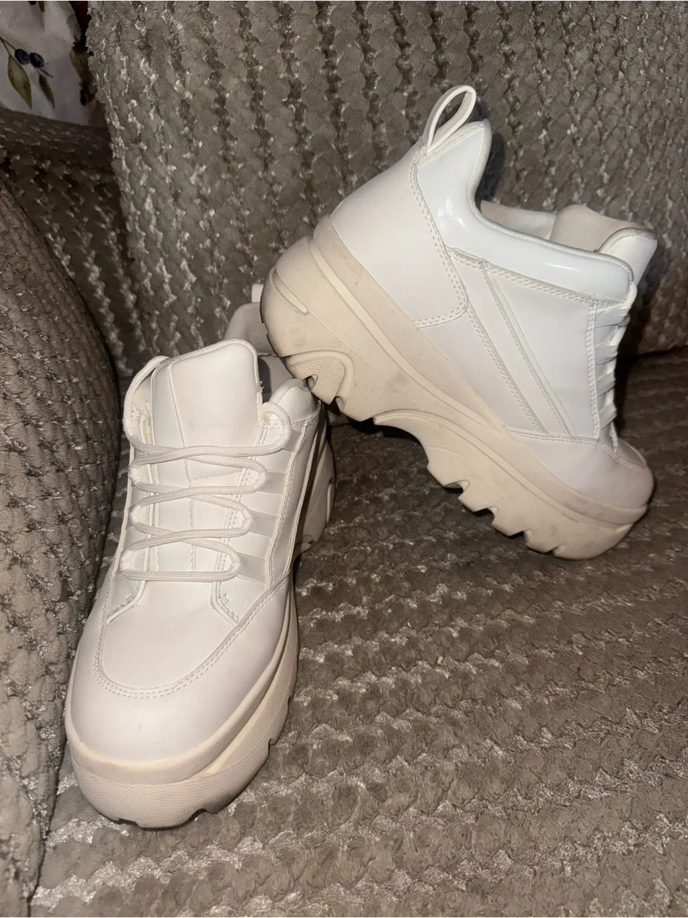 Madden Girl White Chunky Platform Lace-Up Sneakers